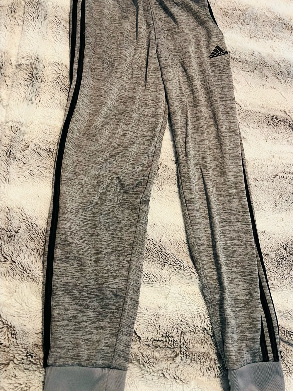 adidas Gray Kids' Heathered Jogger Pants with Black Side Stripes